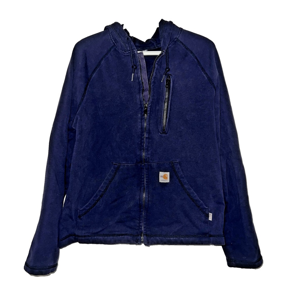Carhartt Force Full Zip Hoodie FR Navy Blue Sweatshirt Size Medium